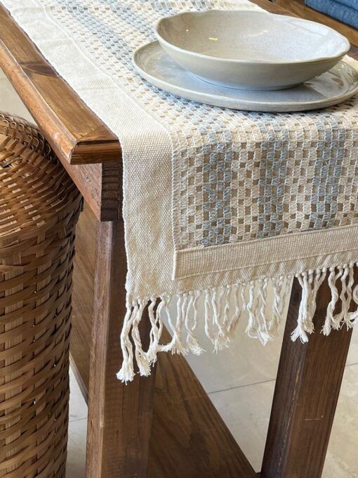 CAMINHO DE MESA - RENDA CINZA AZULADO